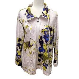 Threehearts Spring Summer Fall Jacket Zip Closure Two Side Pockets Sz 2X